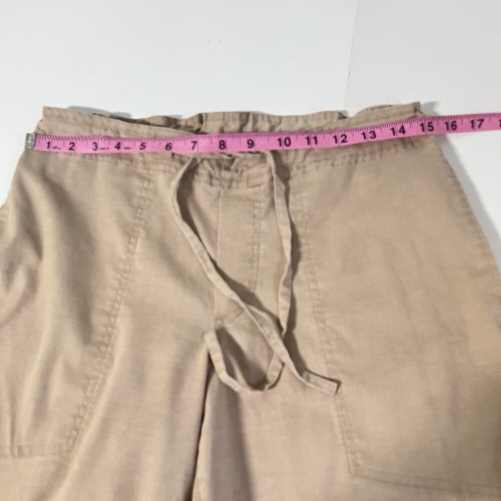 Prana Hemp Blend Wide Leg Pants Small Khaki Drawstring Adjustable Waist Stretch - Picture 9 of 11